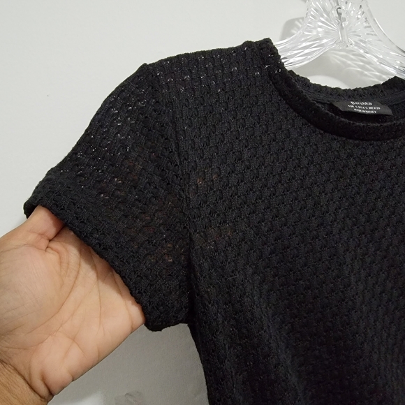 BERSHKA Black Knit Crop Top Elastic Waist Size Small - Picture 5 of 11